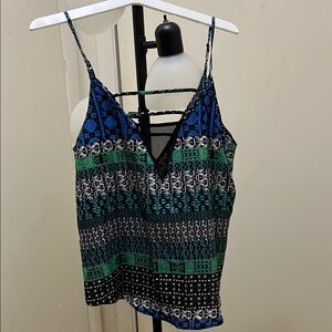 Blue and Green Patterned Women's Top